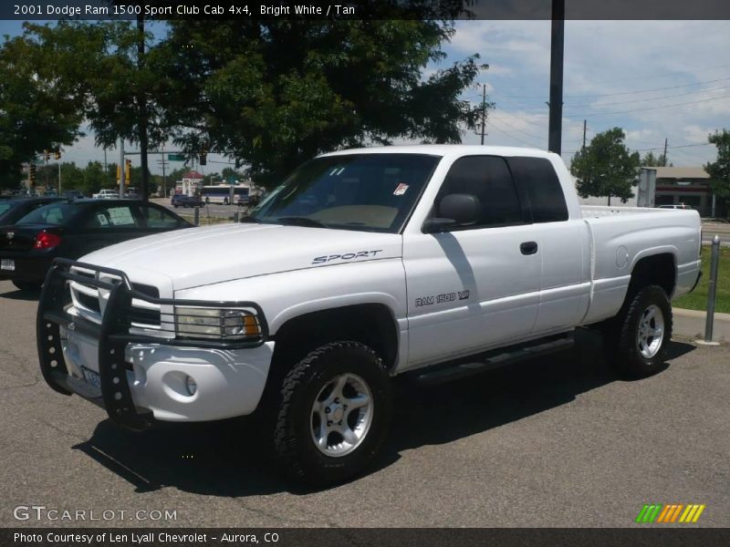 Bright White / Tan 2001 Dodge Ram 1500 Sport Club Cab 4x4