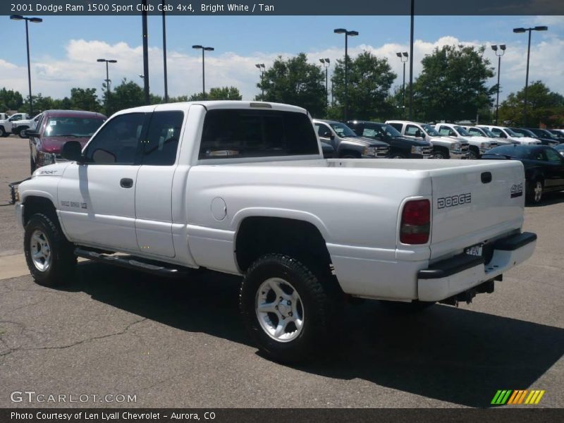 Bright White / Tan 2001 Dodge Ram 1500 Sport Club Cab 4x4