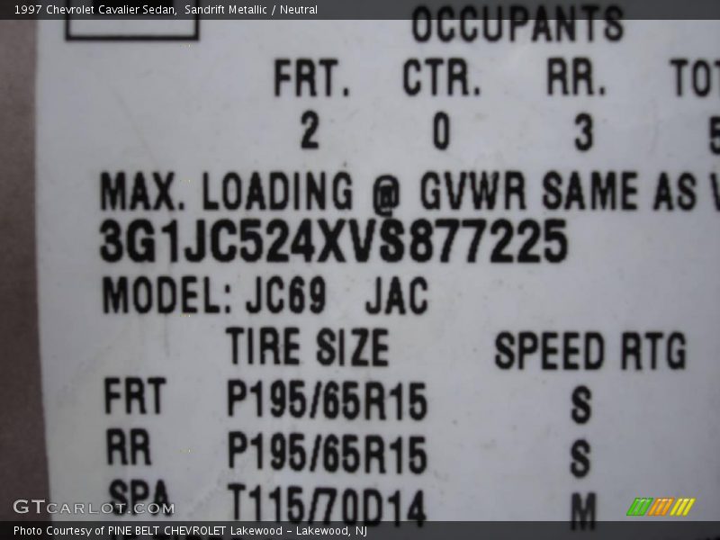 Sandrift Metallic / Neutral 1997 Chevrolet Cavalier Sedan