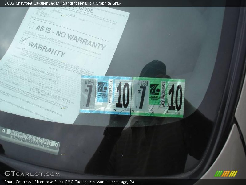 Sandrift Metallic / Graphite Gray 2003 Chevrolet Cavalier Sedan