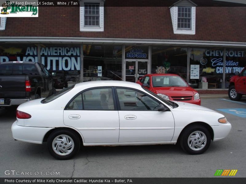 White / Tan 1997 Ford Escort LX Sedan