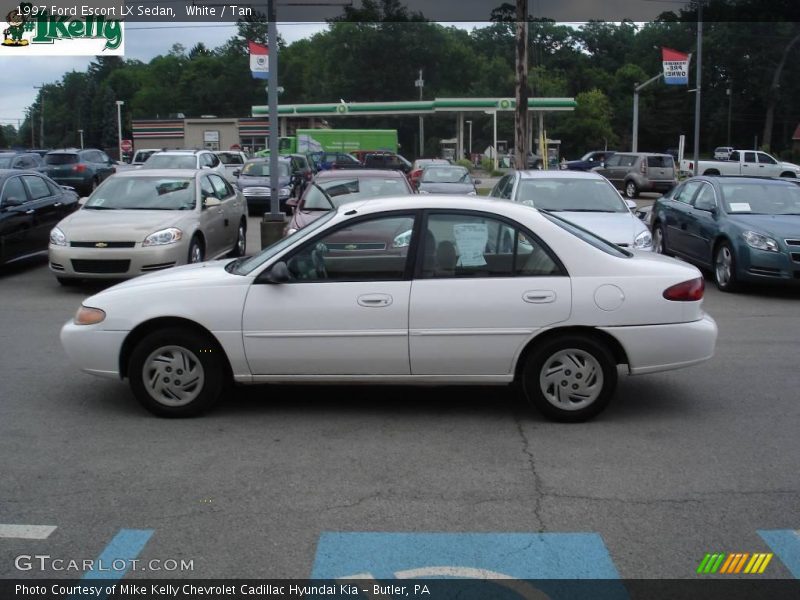 White / Tan 1997 Ford Escort LX Sedan