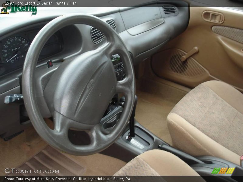 White / Tan 1997 Ford Escort LX Sedan