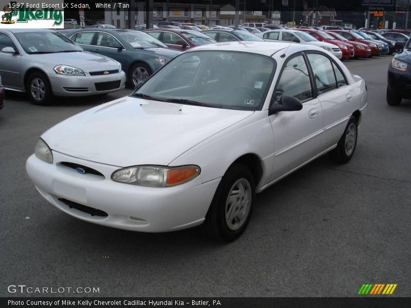 White / Tan 1997 Ford Escort LX Sedan