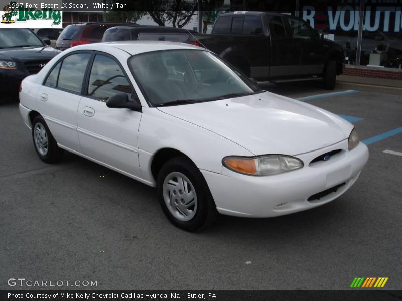 White / Tan 1997 Ford Escort LX Sedan
