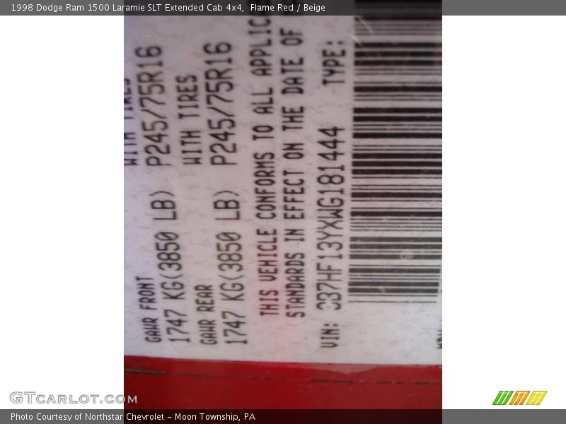 Flame Red / Beige 1998 Dodge Ram 1500 Laramie SLT Extended Cab 4x4
