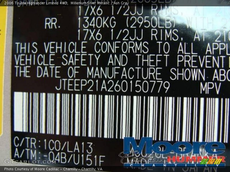 Millenium Silver Metallic / Ash Gray 2006 Toyota Highlander Limited 4WD