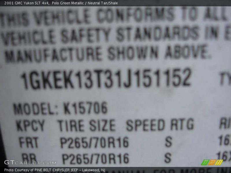 Polo Green Metallic / Neutral Tan/Shale 2001 GMC Yukon SLT 4x4