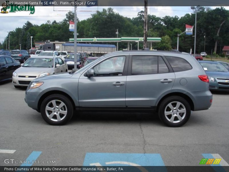 Platinum Sage / Gray 2009 Hyundai Santa Fe SE 4WD