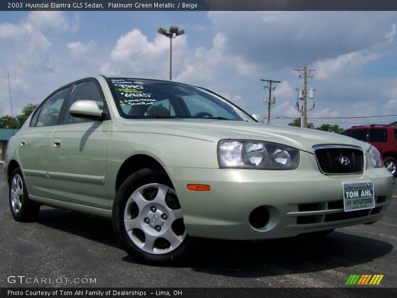 Platinum Green Metallic / Beige 2003 Hyundai Elantra GLS Sedan