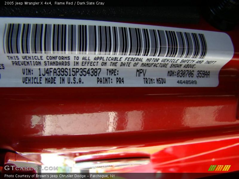 Flame Red / Dark Slate Gray 2005 Jeep Wrangler X 4x4