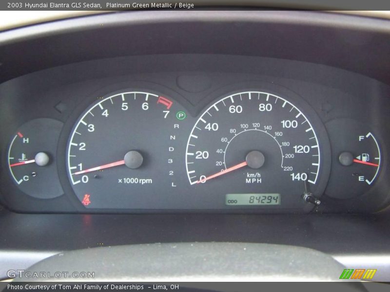 Platinum Green Metallic / Beige 2003 Hyundai Elantra GLS Sedan