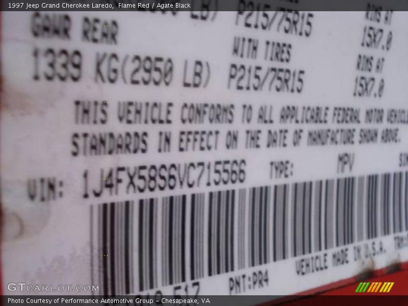 Flame Red / Agate Black 1997 Jeep Grand Cherokee Laredo