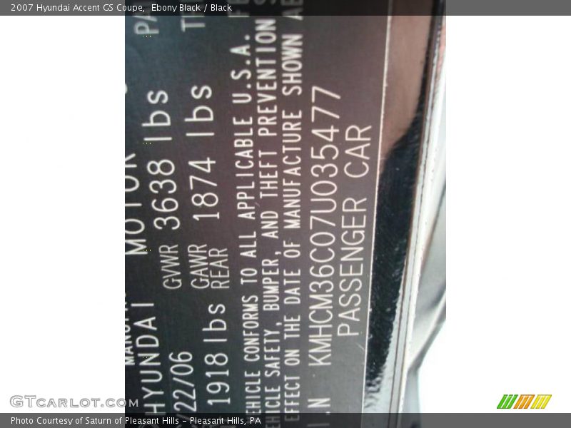 Ebony Black / Black 2007 Hyundai Accent GS Coupe
