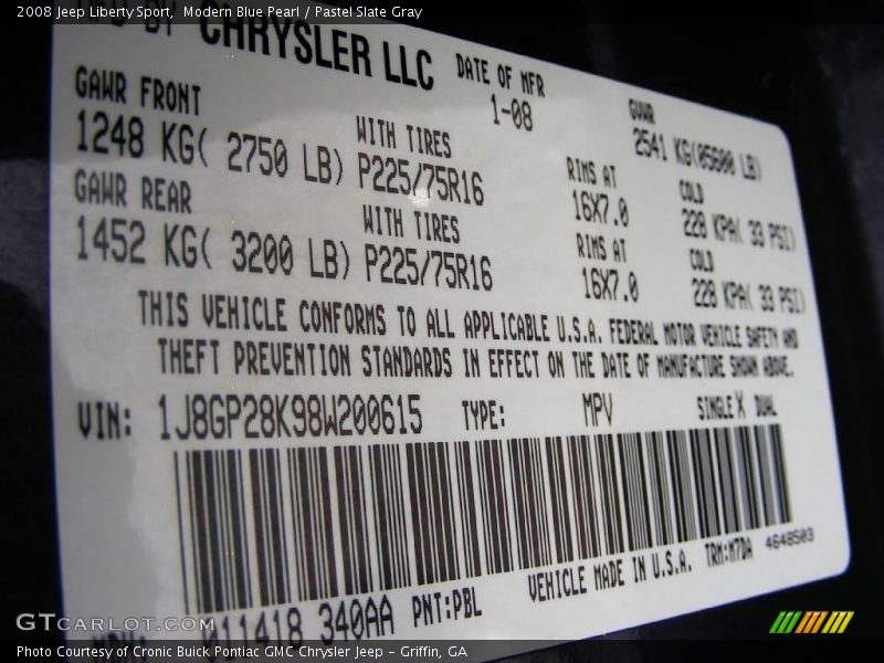Modern Blue Pearl / Pastel Slate Gray 2008 Jeep Liberty Sport