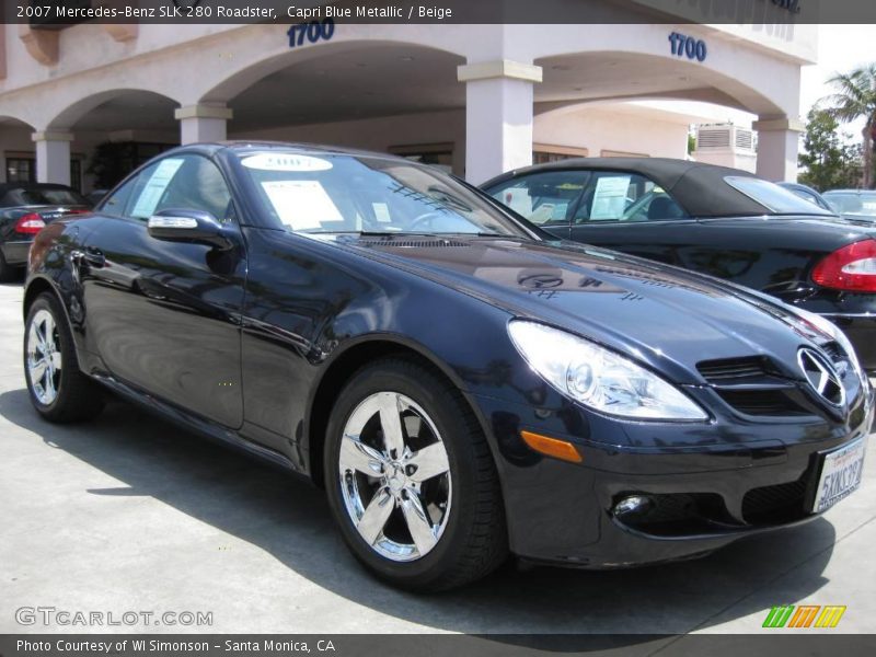 Capri Blue Metallic / Beige 2007 Mercedes-Benz SLK 280 Roadster