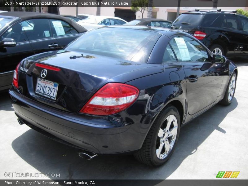 Capri Blue Metallic / Beige 2007 Mercedes-Benz SLK 280 Roadster