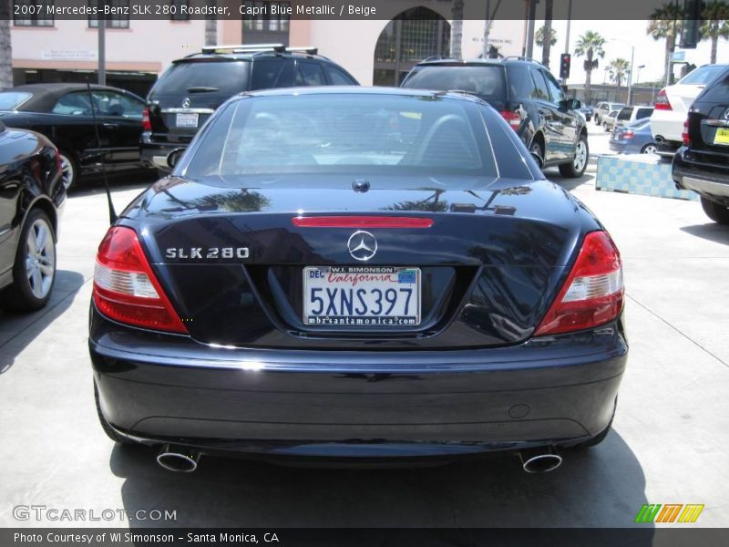 Capri Blue Metallic / Beige 2007 Mercedes-Benz SLK 280 Roadster