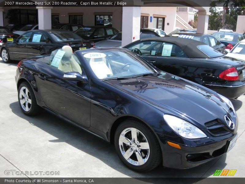 Capri Blue Metallic / Beige 2007 Mercedes-Benz SLK 280 Roadster