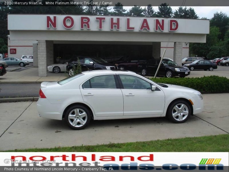 White Platinum Metallic Tri-Coat / Camel 2010 Mercury Milan I4