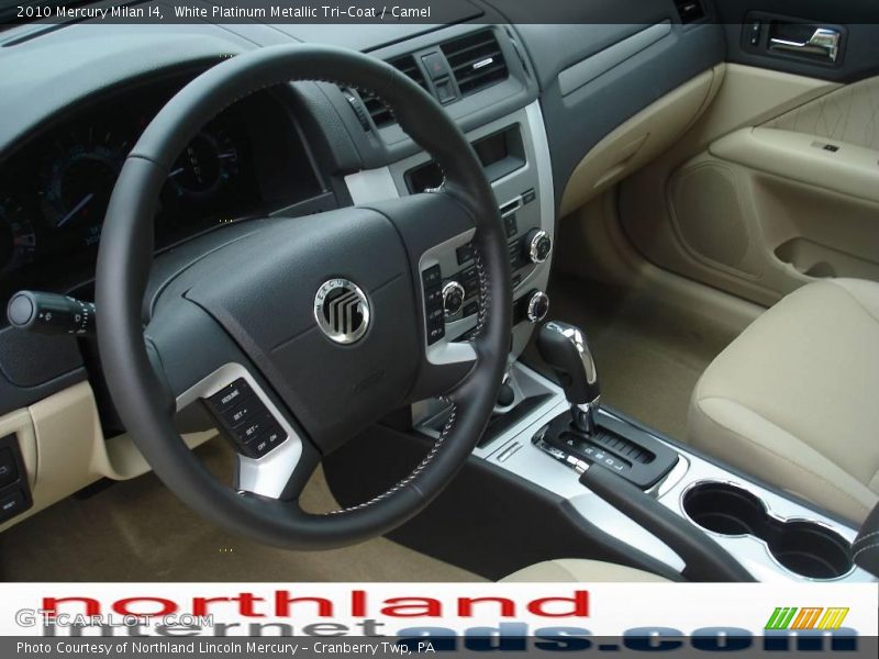 White Platinum Metallic Tri-Coat / Camel 2010 Mercury Milan I4