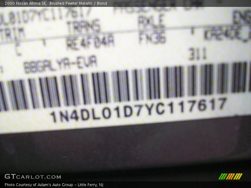 Brushed Pewter Metallic / Blond 2000 Nissan Altima SE