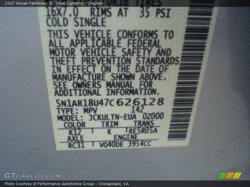 Silver Lightning / Graphite 2007 Nissan Pathfinder SE