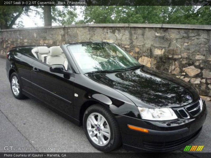 Black / Parchment 2007 Saab 9-3 2.0T Convertible