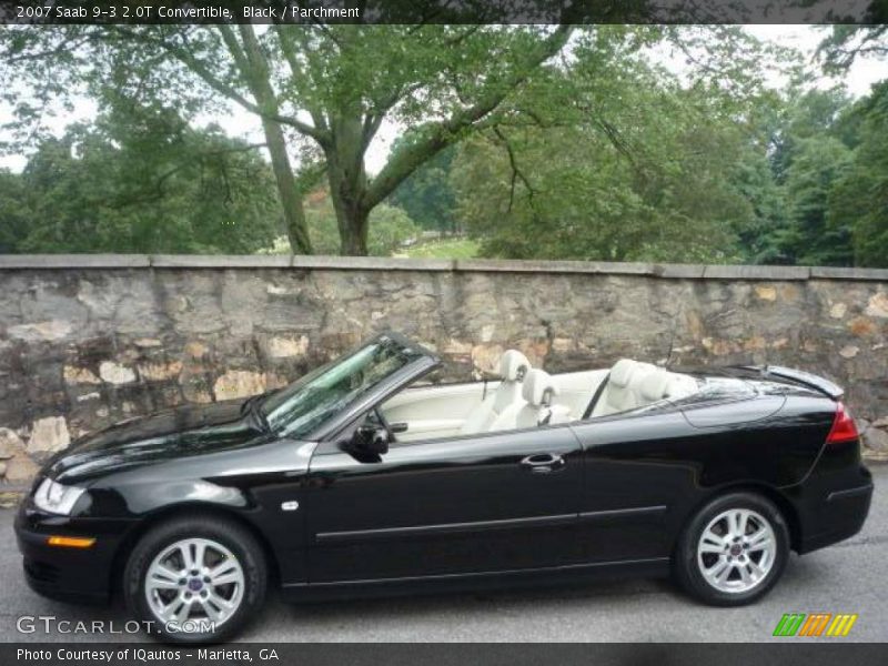 Black / Parchment 2007 Saab 9-3 2.0T Convertible