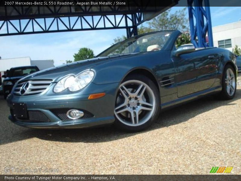 Aegean Blue Metallic / Stone 2007 Mercedes-Benz SL 550 Roadster