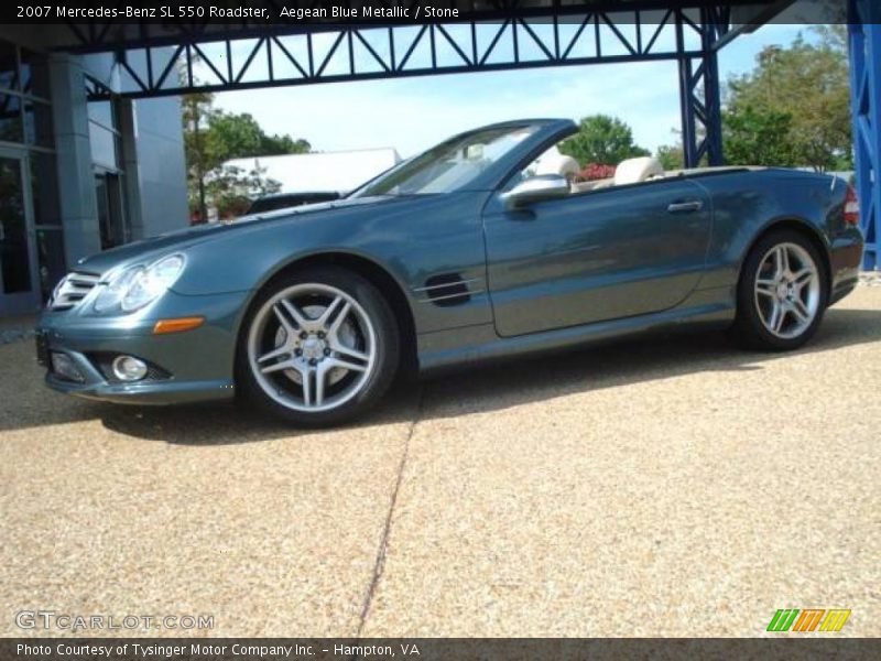 Aegean Blue Metallic / Stone 2007 Mercedes-Benz SL 550 Roadster