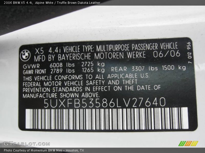 Alpine White / Truffle Brown Dakota Leather 2006 BMW X5 4.4i