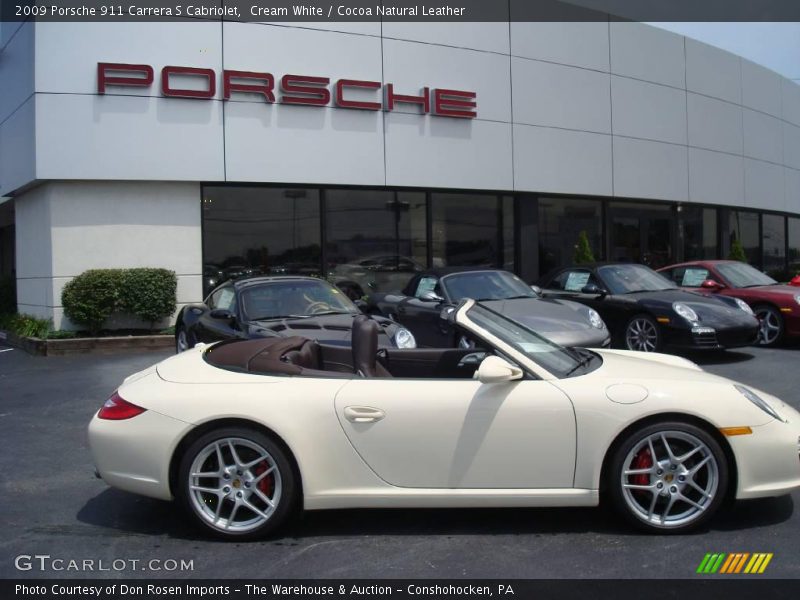 Cream White / Cocoa Natural Leather 2009 Porsche 911 Carrera S Cabriolet