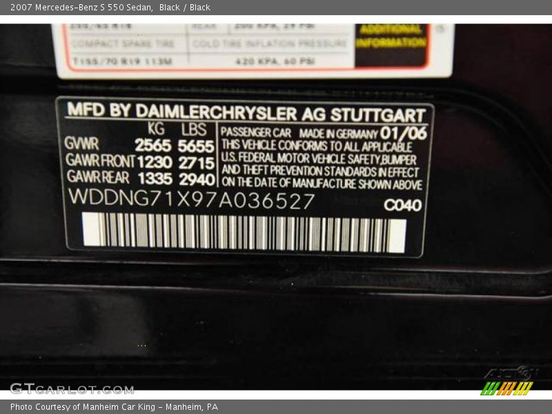 Black / Black 2007 Mercedes-Benz S 550 Sedan