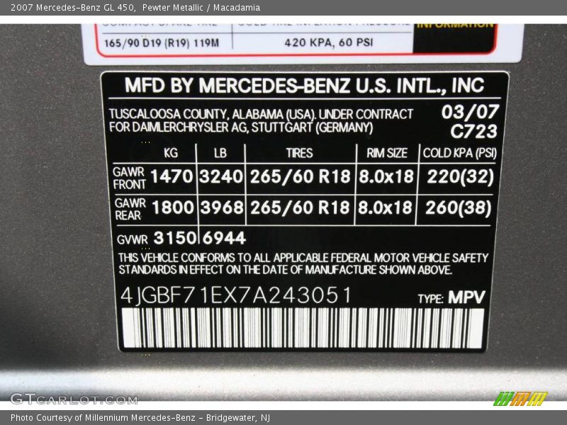 Pewter Metallic / Macadamia 2007 Mercedes-Benz GL 450