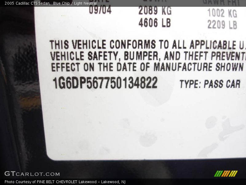 Blue Chip / Light Neutral 2005 Cadillac CTS Sedan