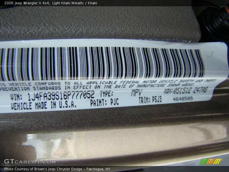 Light Khaki Metallic / Khaki 2006 Jeep Wrangler X 4x4