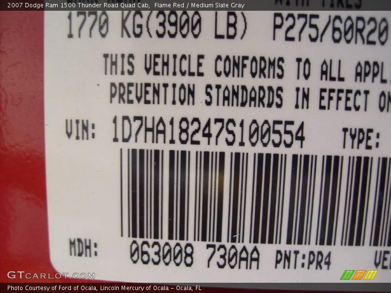 Flame Red / Medium Slate Gray 2007 Dodge Ram 1500 Thunder Road Quad Cab
