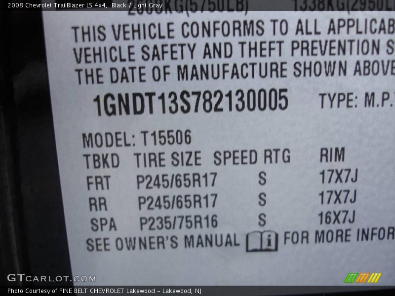 Black / Light Gray 2008 Chevrolet TrailBlazer LS 4x4