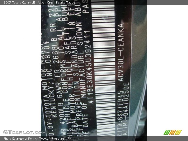 Aspen Green Pearl / Taupe 2005 Toyota Camry LE