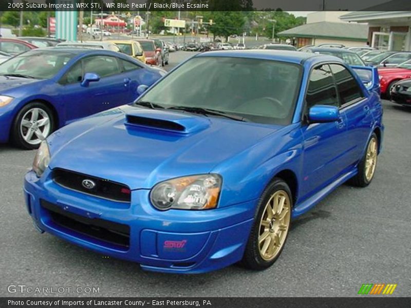WR Blue Pearl / Black/Blue Ecsaine 2005 Subaru Impreza WRX STi
