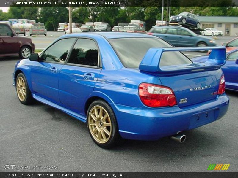 WR Blue Pearl / Black/Blue Ecsaine 2005 Subaru Impreza WRX STi