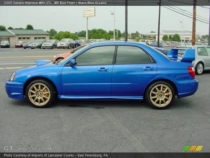 WR Blue Pearl / Black/Blue Ecsaine 2005 Subaru Impreza WRX STi
