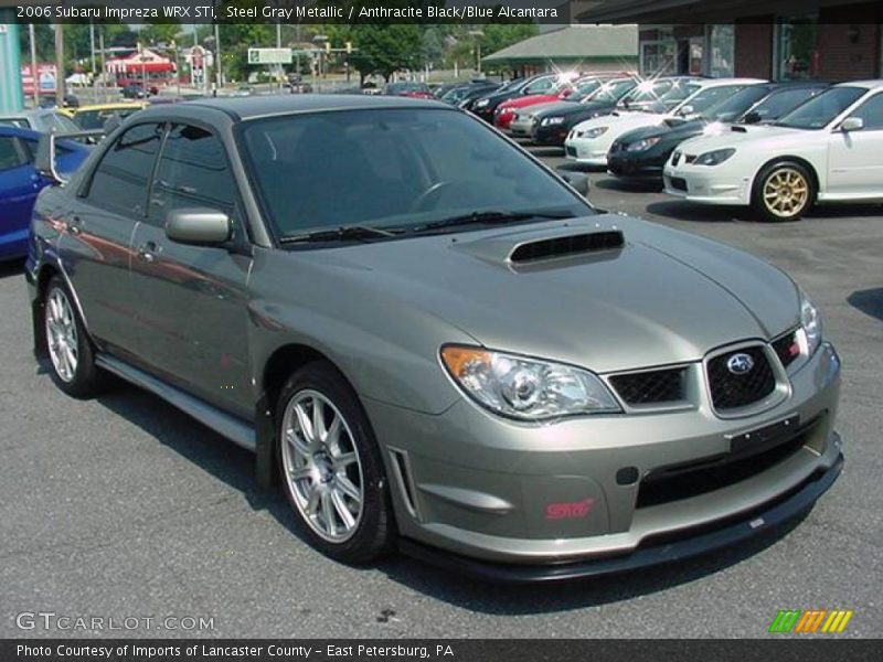 Steel Gray Metallic / Anthracite Black/Blue Alcantara 2006 Subaru Impreza WRX STi