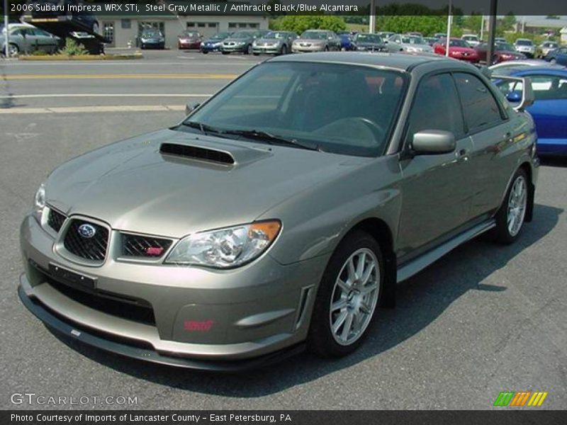 Steel Gray Metallic / Anthracite Black/Blue Alcantara 2006 Subaru Impreza WRX STi