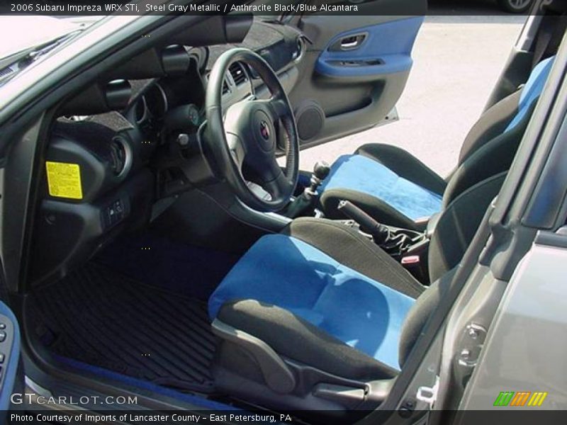 Steel Gray Metallic / Anthracite Black/Blue Alcantara 2006 Subaru Impreza WRX STi