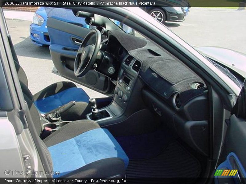 Steel Gray Metallic / Anthracite Black/Blue Alcantara 2006 Subaru Impreza WRX STi
