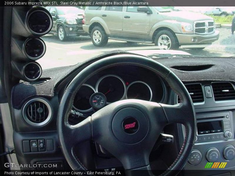 Steel Gray Metallic / Anthracite Black/Blue Alcantara 2006 Subaru Impreza WRX STi