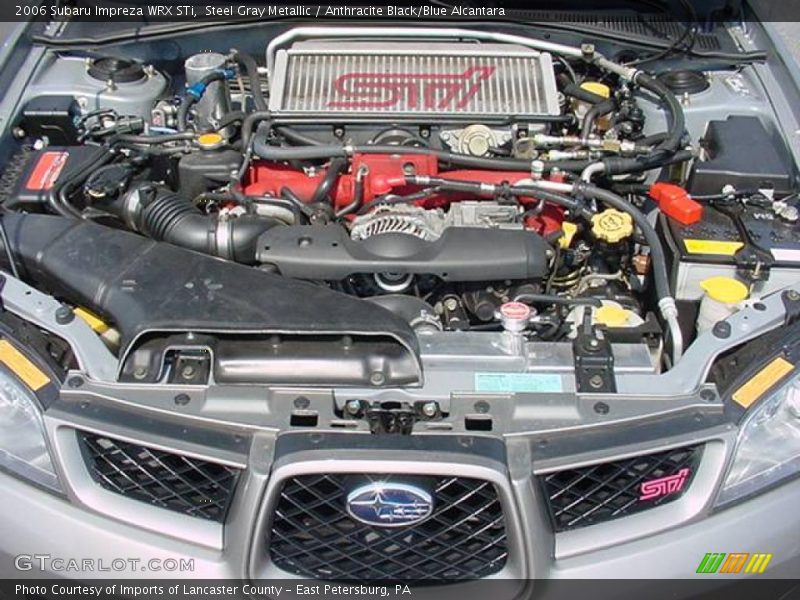 Steel Gray Metallic / Anthracite Black/Blue Alcantara 2006 Subaru Impreza WRX STi