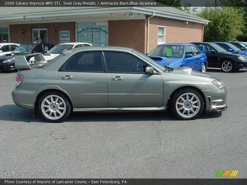 Steel Gray Metallic / Anthracite Black/Blue Alcantara 2006 Subaru Impreza WRX STi